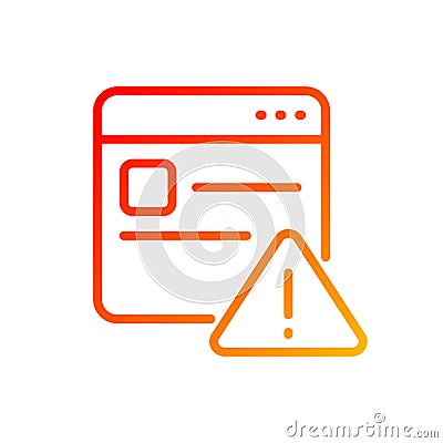 Website error pixel perfect gradient linear vector icon Vector Illustration