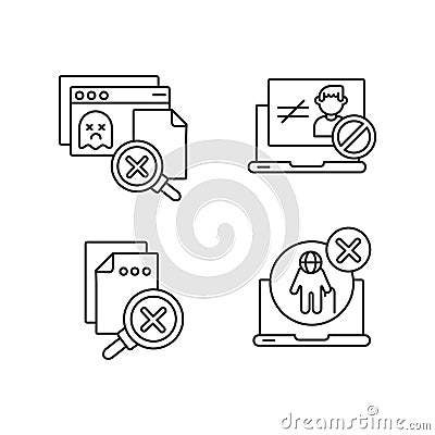 Website errors linear icons set Vector Illustration