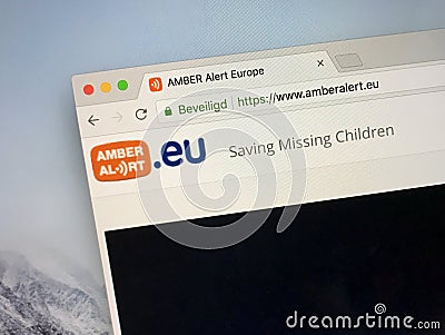 Website of the European AMBER Alert Editorial Stock Photo