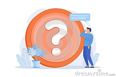 Website FAQ section. User helpdesk, customer support, frequently asked questions. Problem solution, Vector Illustration