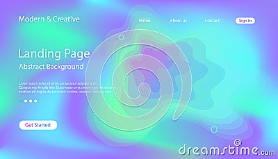 Website Fluid Holographic Landing Page Template Vector Illustration