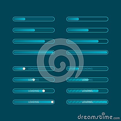 Website graphic progress loading. Set of flat download indicator. Vector illustration Vector Illustration