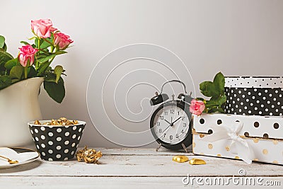 Website header design with feminine glamour objects Stock Photo