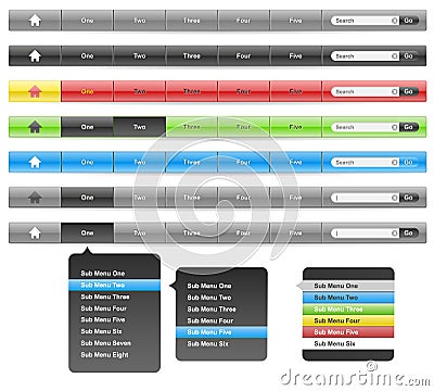 Website Header Navigation Bar 1000 Pixels Wide. Vector Illustration