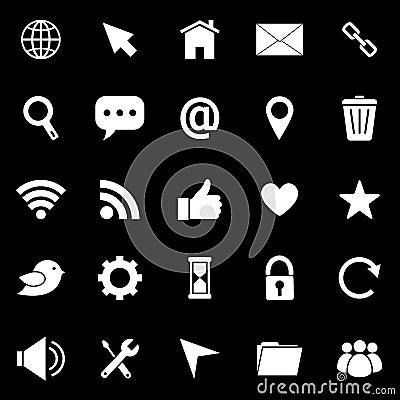 Website icons on black background Vector Illustration