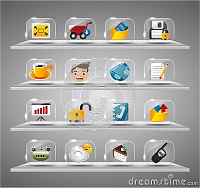 Website Internet Icons ,Transparent Glass Button Vector Illustration