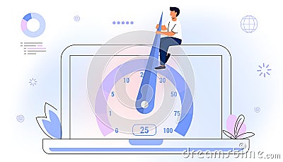 Website loading optimization Page speed and SEO Vector Illustration