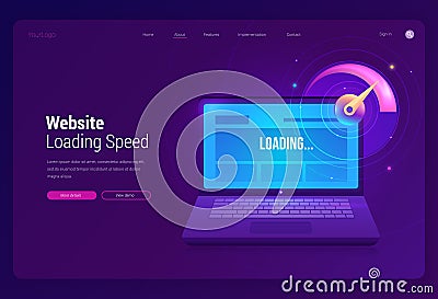 Website loading speed vector banner Cartoon Illustration