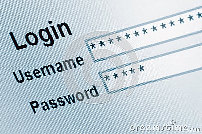 Website Login Screen Macro Capture Light Blue Stock Photo