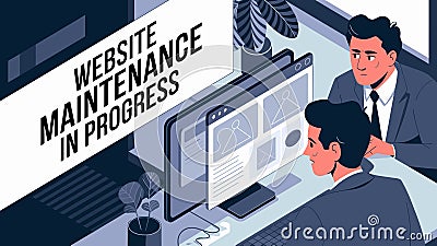 Website maintenance banner. Concept of update internet software, development and management webpages. Vector landing page of... Vector Illustration