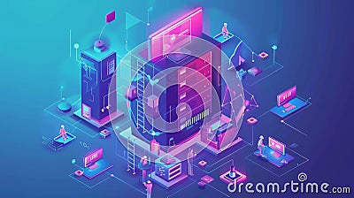 Website maintenance banner with concept of updating internet software, developing and managing webpages. Modern landing Stock Photo