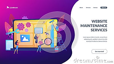 Website maintenance concept landing page Vector Illustration