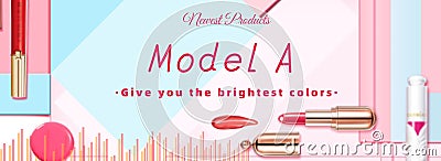 Website material, lipstick website banner Stock Photo