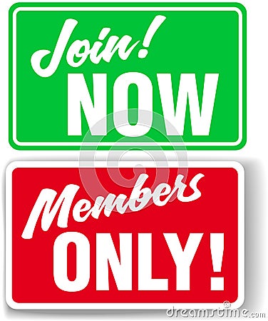 Website Members Only or Join Website signs Vector Illustration