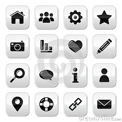 Website menu navigation buttons - home, blog icons Vector Illustration