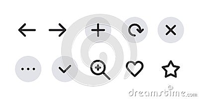 Website or mobile app functional icons. Interface icons. Vector scalable graphics Vector Illustration