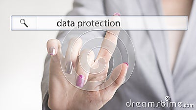 Website navigation bar with the text data protection Stock Photo