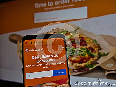 Website of online food delivery company Lieferando.de displayed on smartphone. Editorial Stock Photo