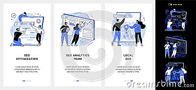 Website optimization mobile app UI kit. Vector Illustration