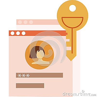 Website password login icon access, secure vector Vector Illustration
