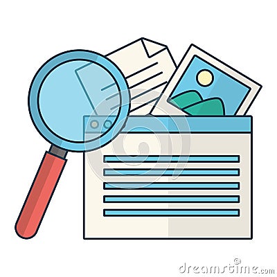 website picture magnifier white background Cartoon Illustration