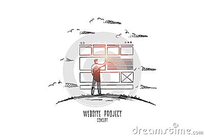 Website project concept. Hand drawn isolated vector. Vector Illustration