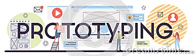 Website prototyping typographic header. Web page modeling, interface Vector Illustration