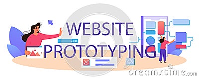 Website prototyping typographic header. Web page modeling Vector Illustration