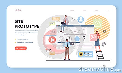 Website prototyping web banner or landing page. Web page Vector Illustration