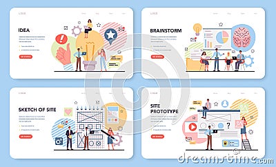 Website prototyping web banner or landing page set. Web page Vector Illustration