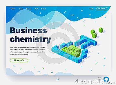 Website providing the service of business chemistry Vector Illustration