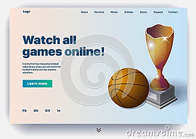 Website providing the service of watch all games online Vector Illustration