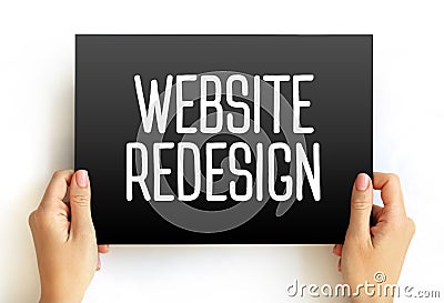 Website Redesign text on card, concept background Stock Photo
