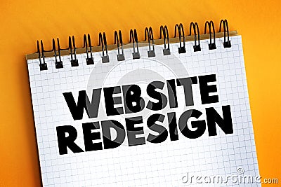 Website Redesign text on notepad, concept background Stock Photo