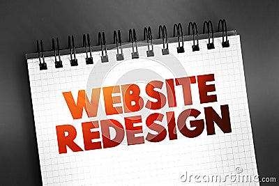 Website Redesign text on notepad, concept background Stock Photo