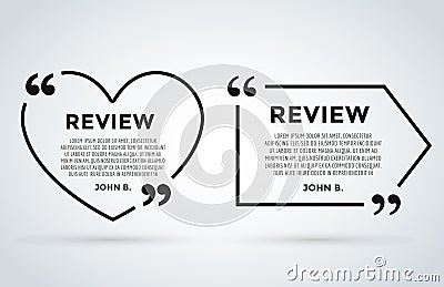 Website review quote citation blank template vector icon comment customer circle paper information text chat citing Vector Illustration
