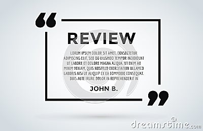 Website review quote citation blank template vector icon comment customer circle paper information text chat citing Vector Illustration