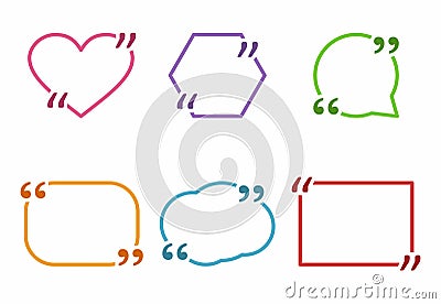 Website review quote icon citation blank template. Quote bubble comment template on white background. Vector Illustration