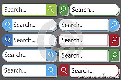 Website search form. Search interface. Search engine string. Vector illustration Vector Illustration