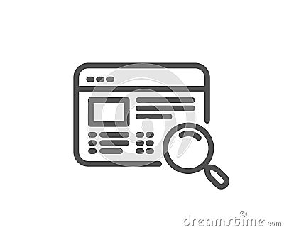 Website search line icon. Find internet page results sign. Vector Vector Illustration