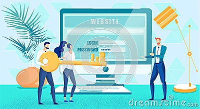 Website Security and User Authorization Creation Vector Illustration