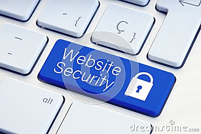 Website Security word and padlock icon on computer keyboard Vector Illustration