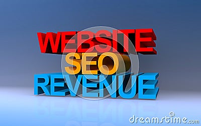 website seo revenue on blue Stock Photo