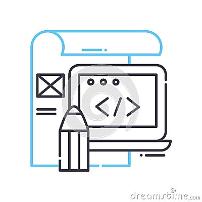 website sketching line icon, outline symbol, vector illustration, concept sign Vector Illustration