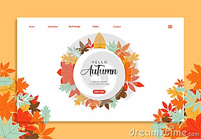 Website template with autumn color design Vector Illustration