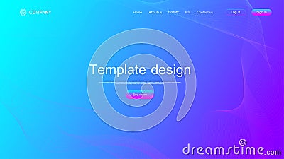 Website template design. Asbtract scientific background with colorful dynamic waves, hexagonal innovation pattern Vector Illustration