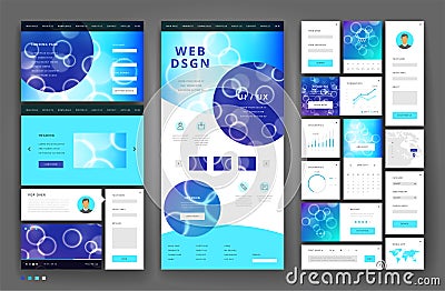 Website template design with interface elements Vector Illustration