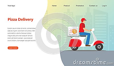 Website template design for pizza restaurant. Modern design for pizza delivery concept Vector Illustration