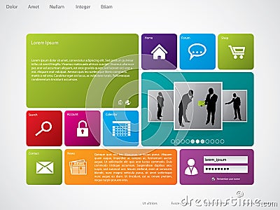 Website template with large icons Vector Illustration