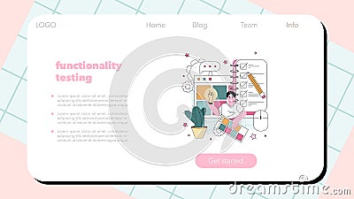 Website testing web banner or landing page. Code testing Vector Illustration